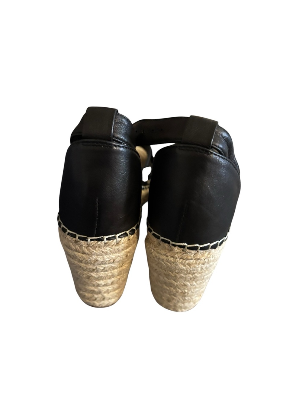 Caslon Black Leather Espadrille Wedge Sandals with Ankle Tie - Picture 6 of 9